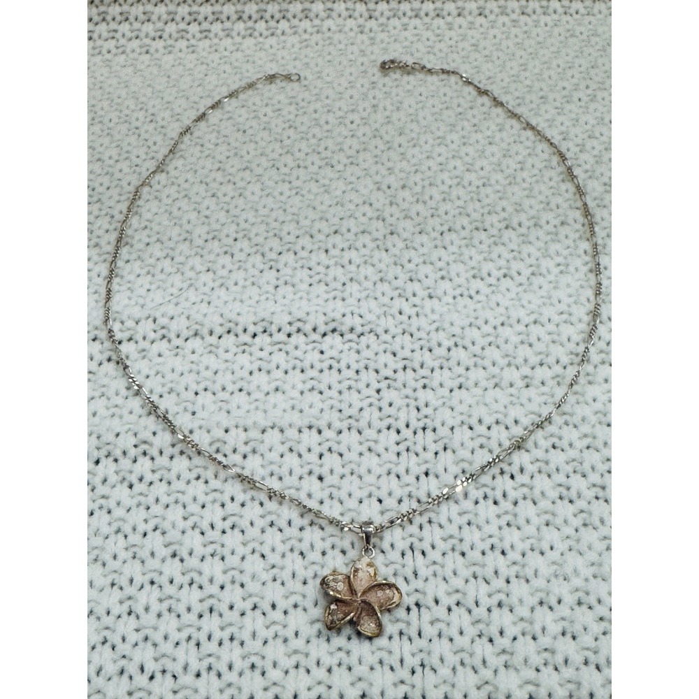 ORO Sterling Silver Flower Pendant Necklace 18" Floral Charm
